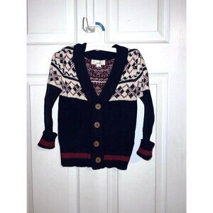 PEEK Toddler Boys Navy Cotton Blend Knit Argyle Cardigan Sweater Sz XS (2/3)